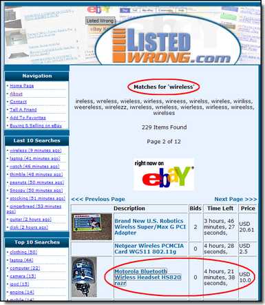Listed Wrong