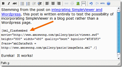 SimpleViewer in a WordPress Post